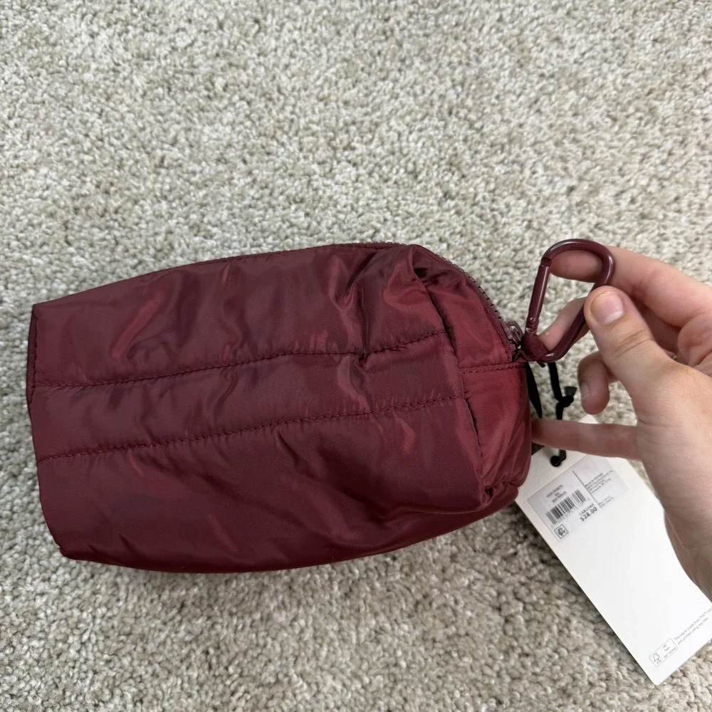 CALIA Cosmetic Makeup Bag Deep Merlot Red Fabric Zip Pouch CAB2560 Travel Case